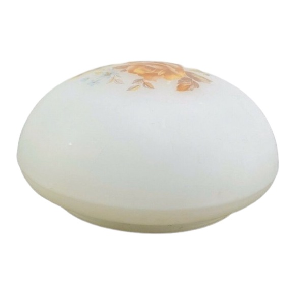 Domed Ceiling Shade Hand Painted 1930s Frosted Glass Dome Vintage Light Flowers - Picture 3 of 7
